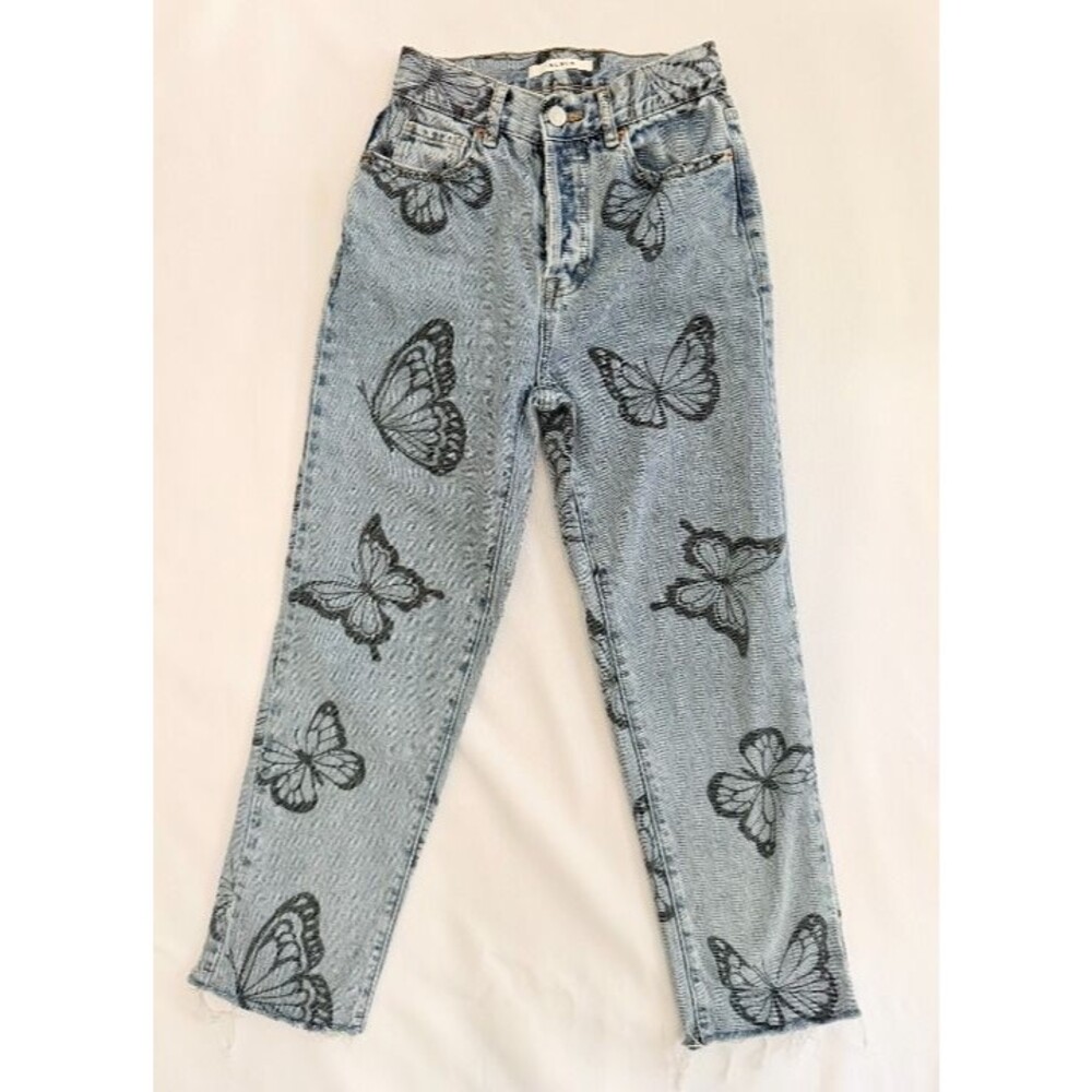 PacSun Butterfly Print High Rise Straight Jeans Size 24